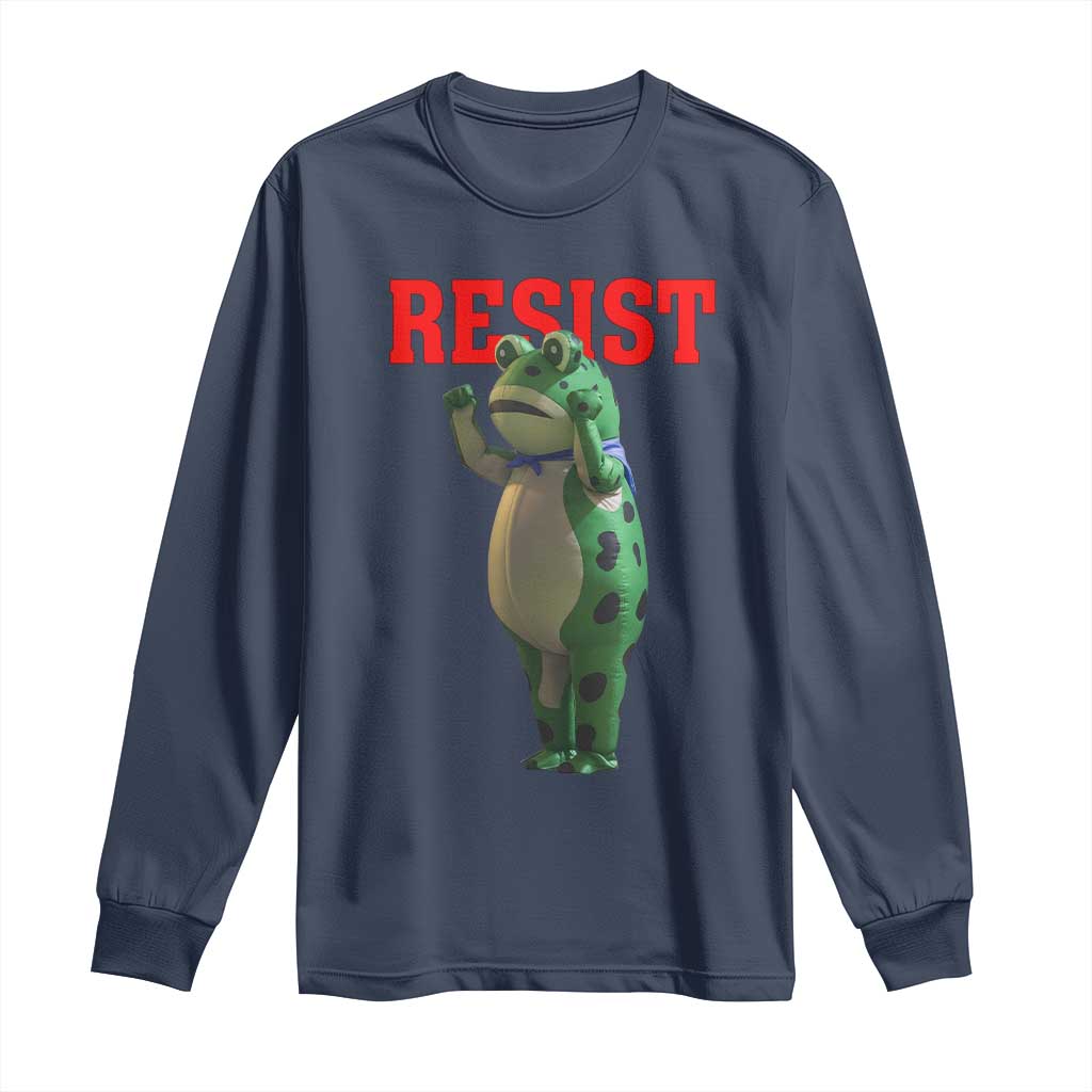 Funny Inflatable Portland Frog Resist Long Sleeve Shirt Freedom Protest TS02 Navy Print Your Wear