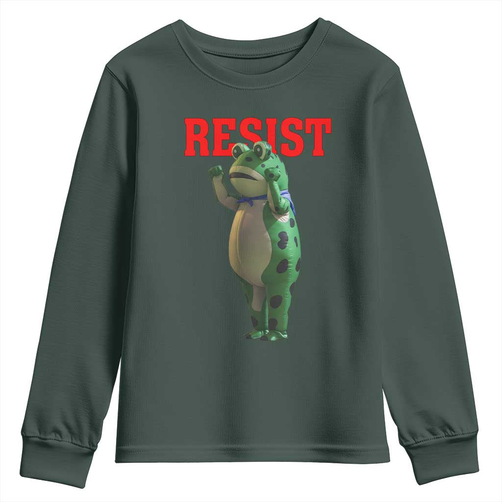 Funny Inflatable Portland Frog Resist Youth Sweatshirt Freedom Protest TS02 Dark Forest Green Print Your Wear