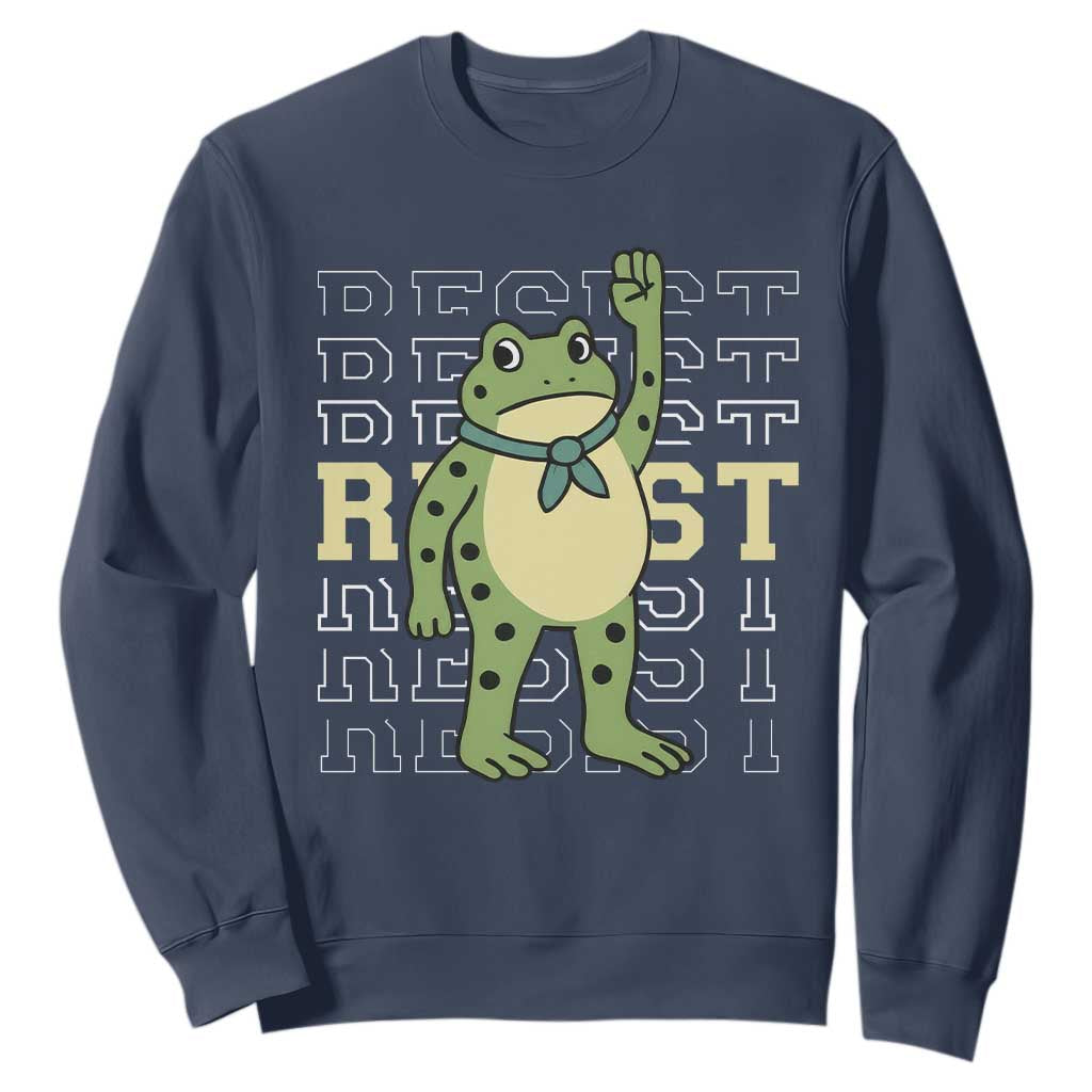 Resist Raised Fist Frog Sweatshirt Portland Protest Freedom Fighter TS02 Navy Print Your Wear