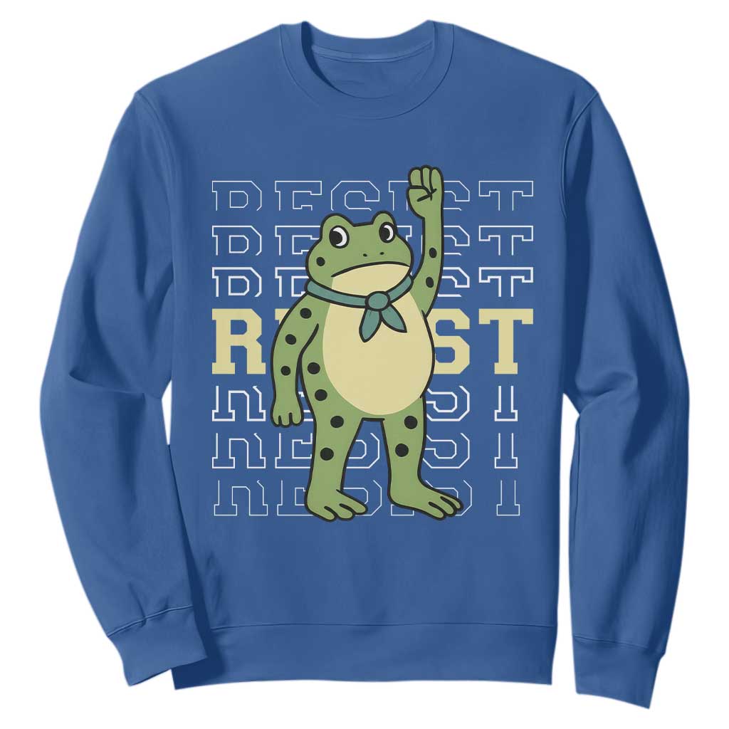 Resist Raised Fist Frog Sweatshirt Portland Protest Freedom Fighter TS02 Royal Blue Print Your Wear