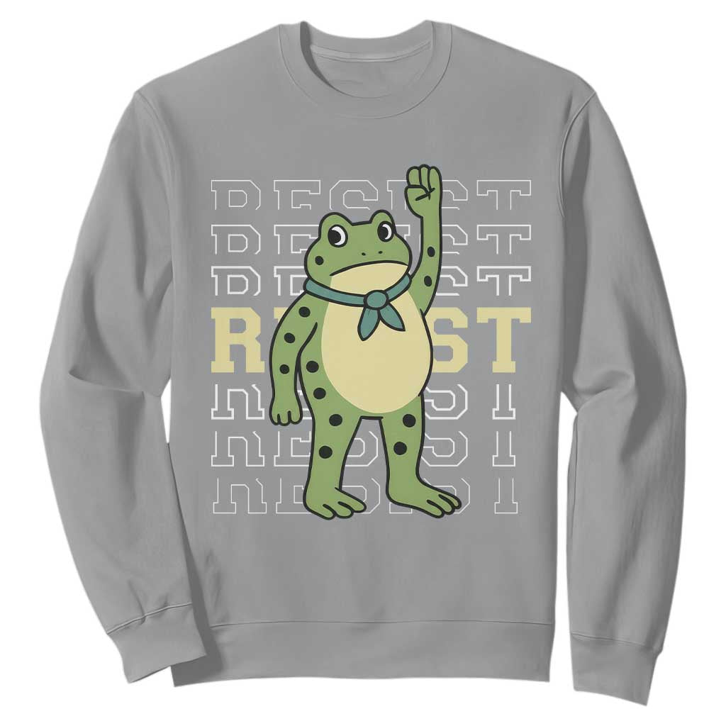 Resist Raised Fist Frog Sweatshirt Portland Protest Freedom Fighter TS02 Sport Gray Print Your Wear