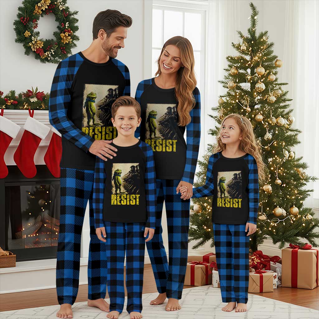 Resist Frog Plaid Pajama Set Stand Against Free Portland Protest TS02 Blue Plaid Print Your Wear