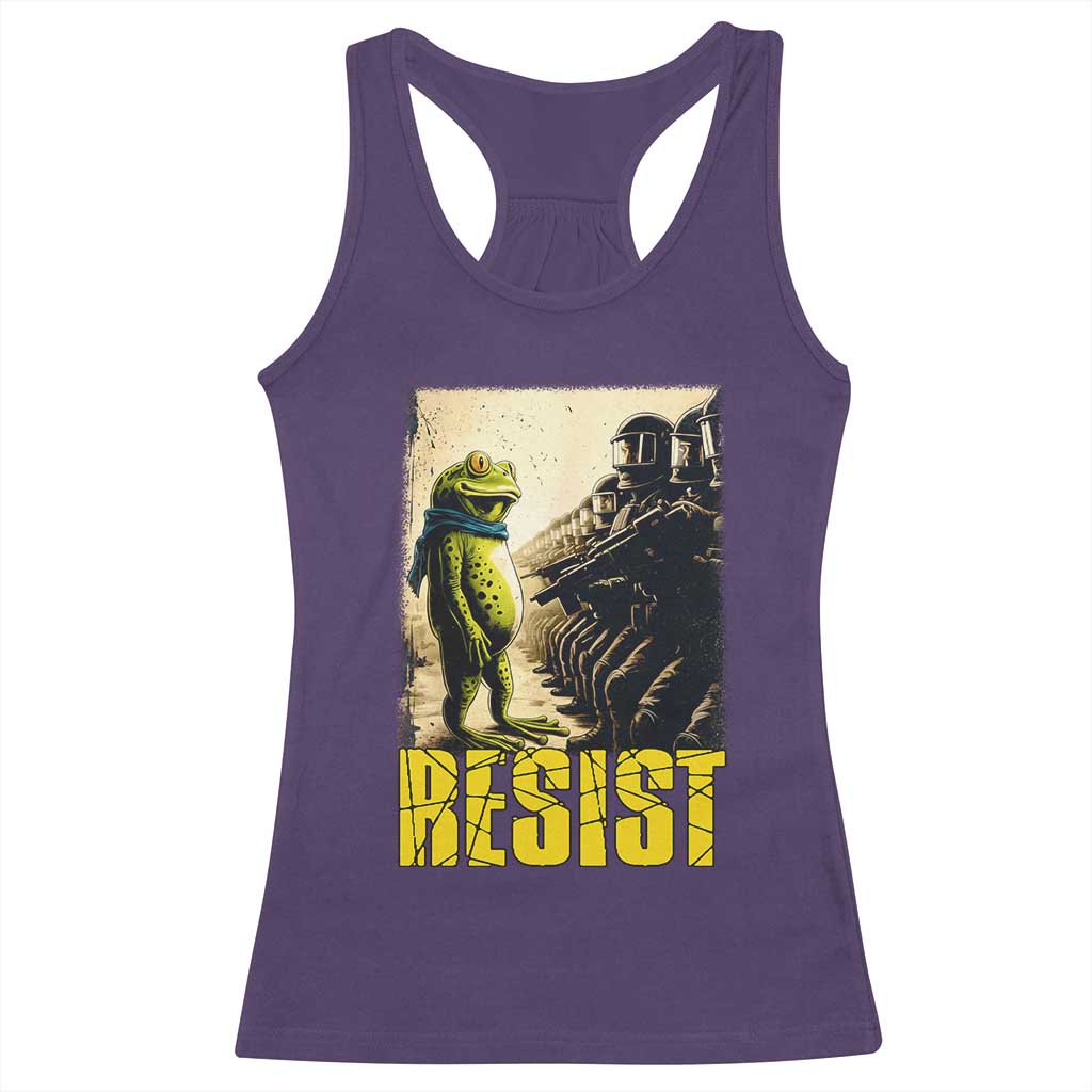 Resist Frog Racerback Tank Top Stand Against Free Portland Protest TS02 Purple Print Your Wear
