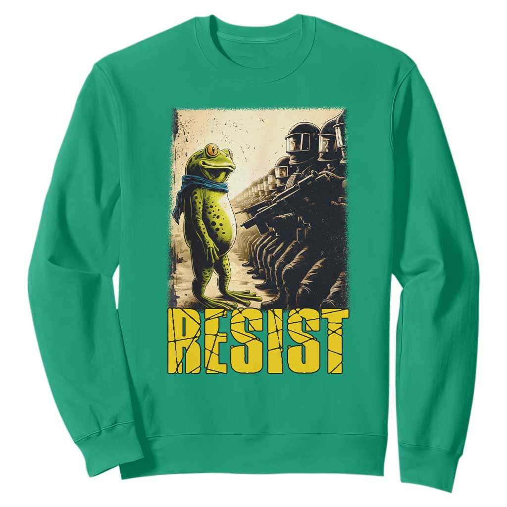 Resist Frog Sweatshirt Stand Against Free Portland Protest TS02 Irish Green Print Your Wear