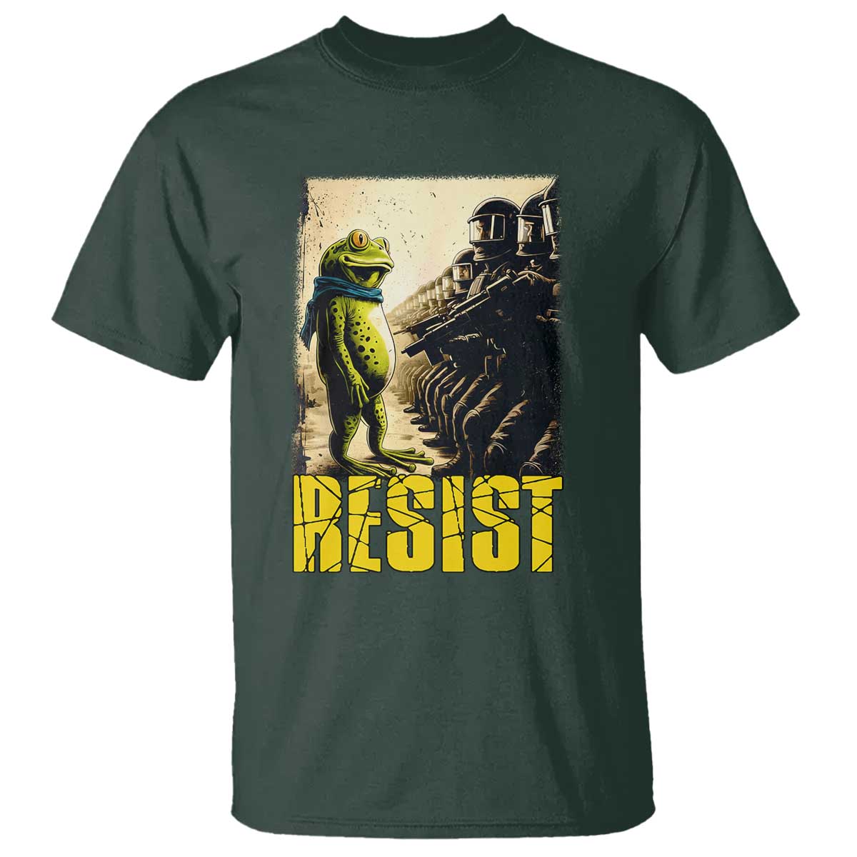 Resist Frog T Shirt Stand Against Free Portland Protest TS02 Dark Forest Green Print Your Wear