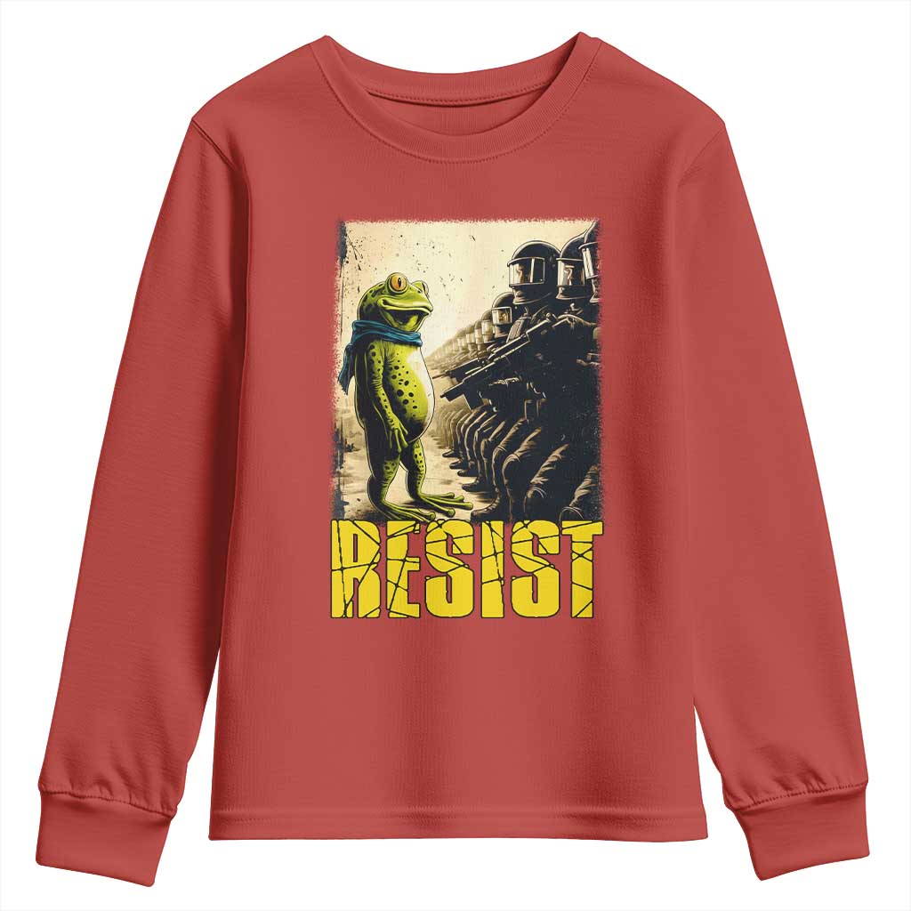 Resist Frog Youth Sweatshirt Stand Against Free Portland Protest TS02 Red Print Your Wear
