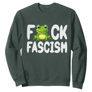 Funny Frog Fck Fascism Sweatshirt Resist Protest Human Rights TS02 Dark Forest Green Print Your Wear
