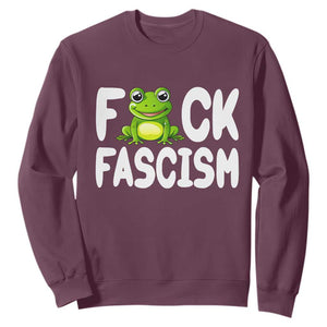 Funny Frog Fck Fascism Sweatshirt Resist Protest Human Rights TS02 Maroon Print Your Wear