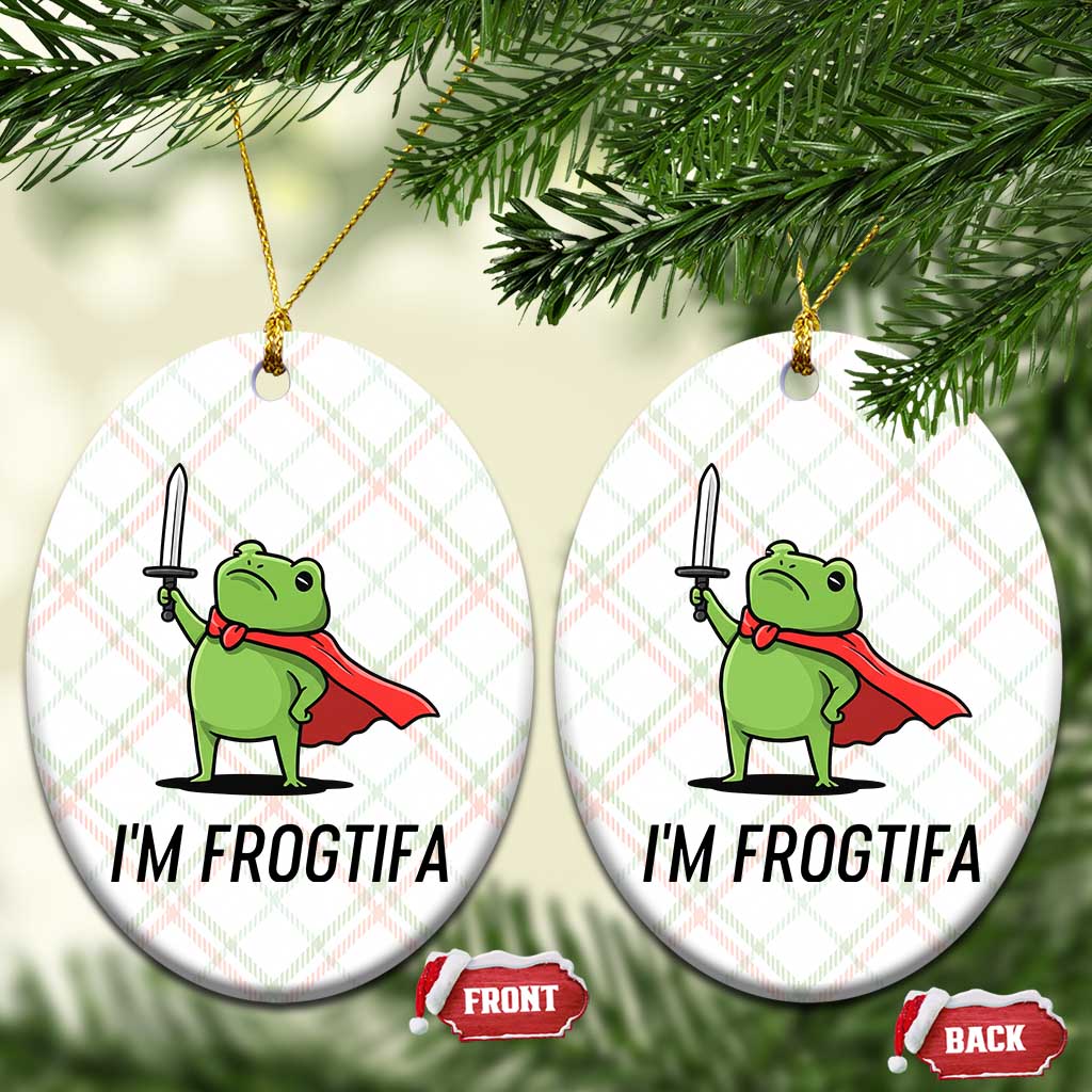 Funny Huzzah Frog Ceramic Ornament Im Frogtifa Knight Resist Protest TS02 Print Your Wear