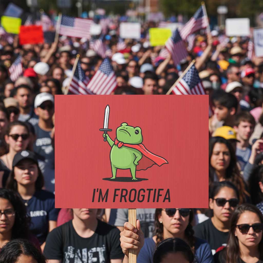 Funny Huzzah Frog Protest Sign Im Frogtifa Knight Resist Protest TS02 Horizontal 18