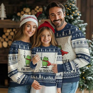 Funny Huzzah Frog Ugly Christmas Sweater Im Frogtifa Knight Resist Protest TS02 Beige Navy Print Your Wear