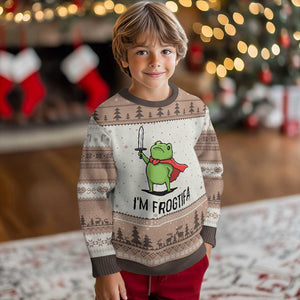 Funny Huzzah Frog Ugly Christmas Sweater Im Frogtifa Knight Resist Protest TS02 Mocha Mousse Print Your Wear