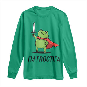 Funny Huzzah Frog Long Sleeve Shirt Im Frogtifa Knight Resist Protest TS02 Irish Green Print Your Wear