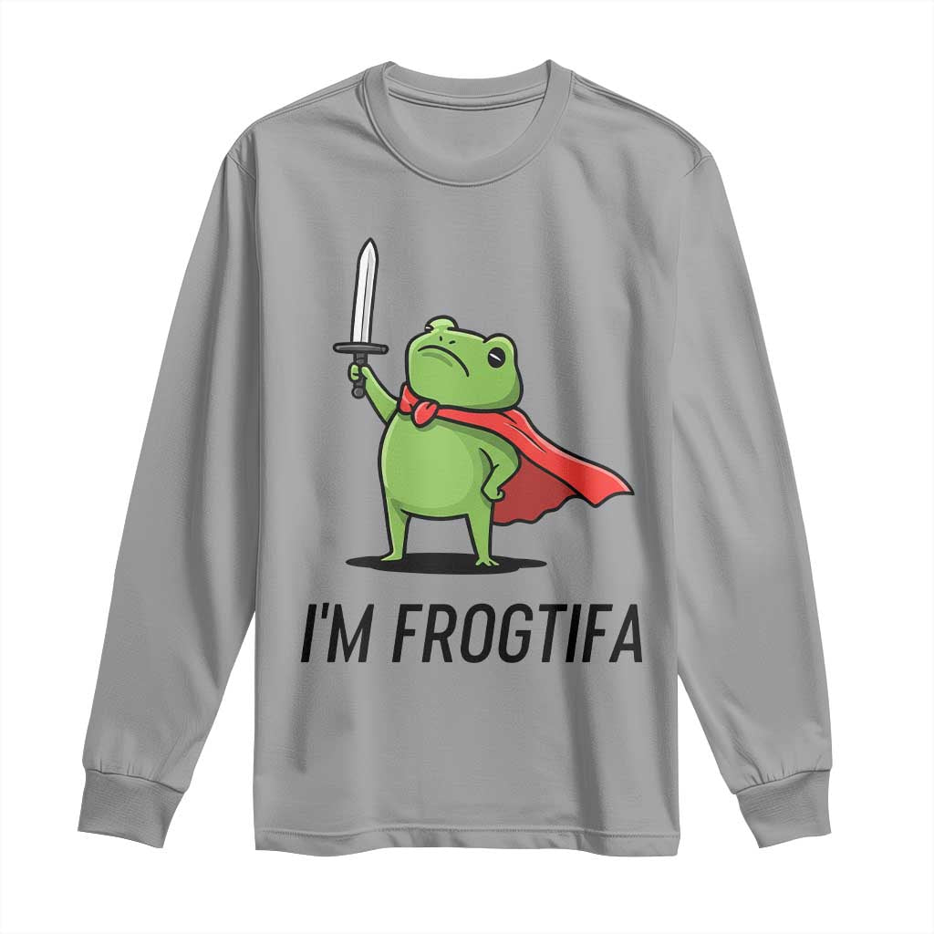 Funny Huzzah Frog Long Sleeve Shirt Im Frogtifa Knight Resist Protest TS02 Sport Gray Print Your Wear
