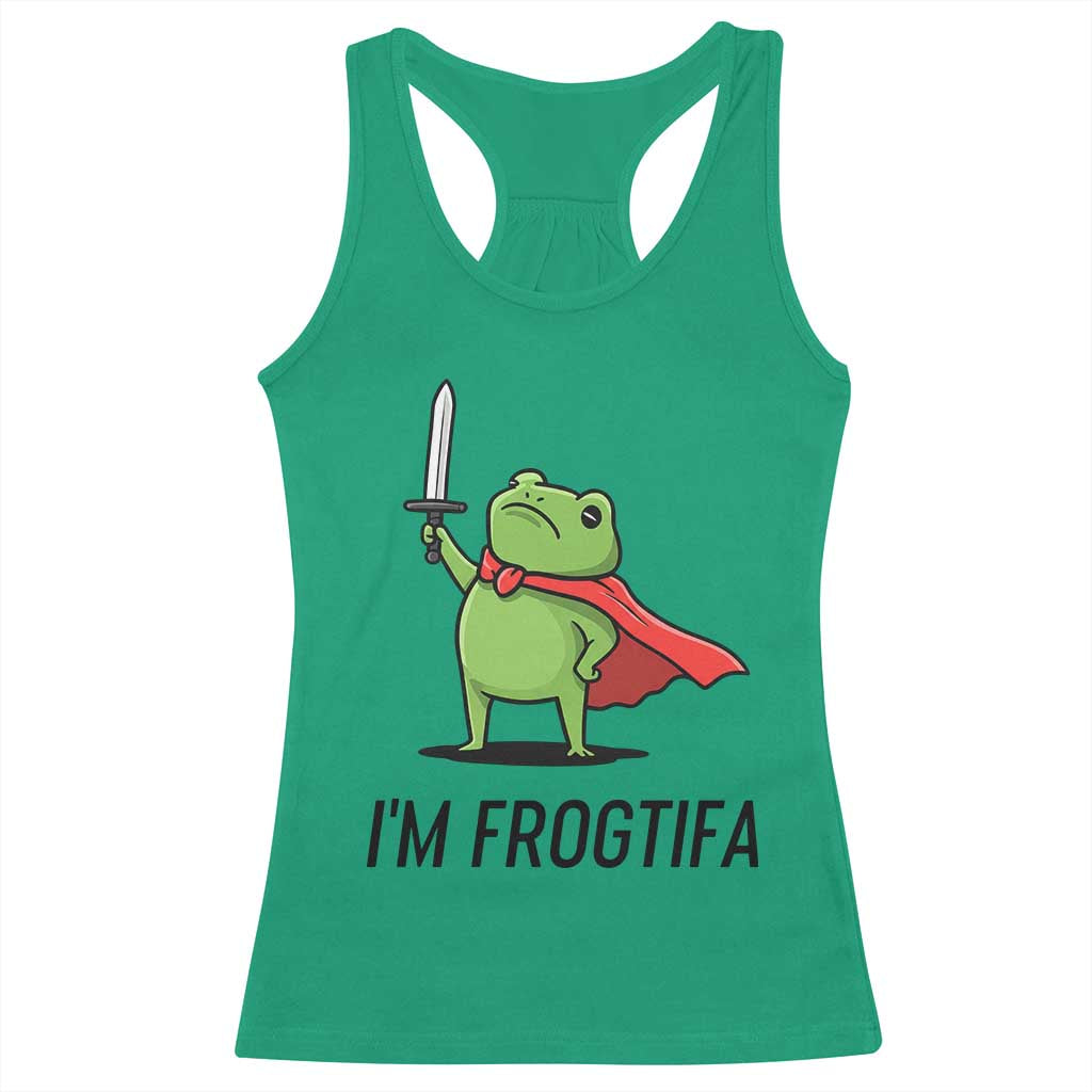 Funny Huzzah Frog Racerback Tank Top Im Frogtifa Knight Resist Protest TS02 Irish Green Print Your Wear