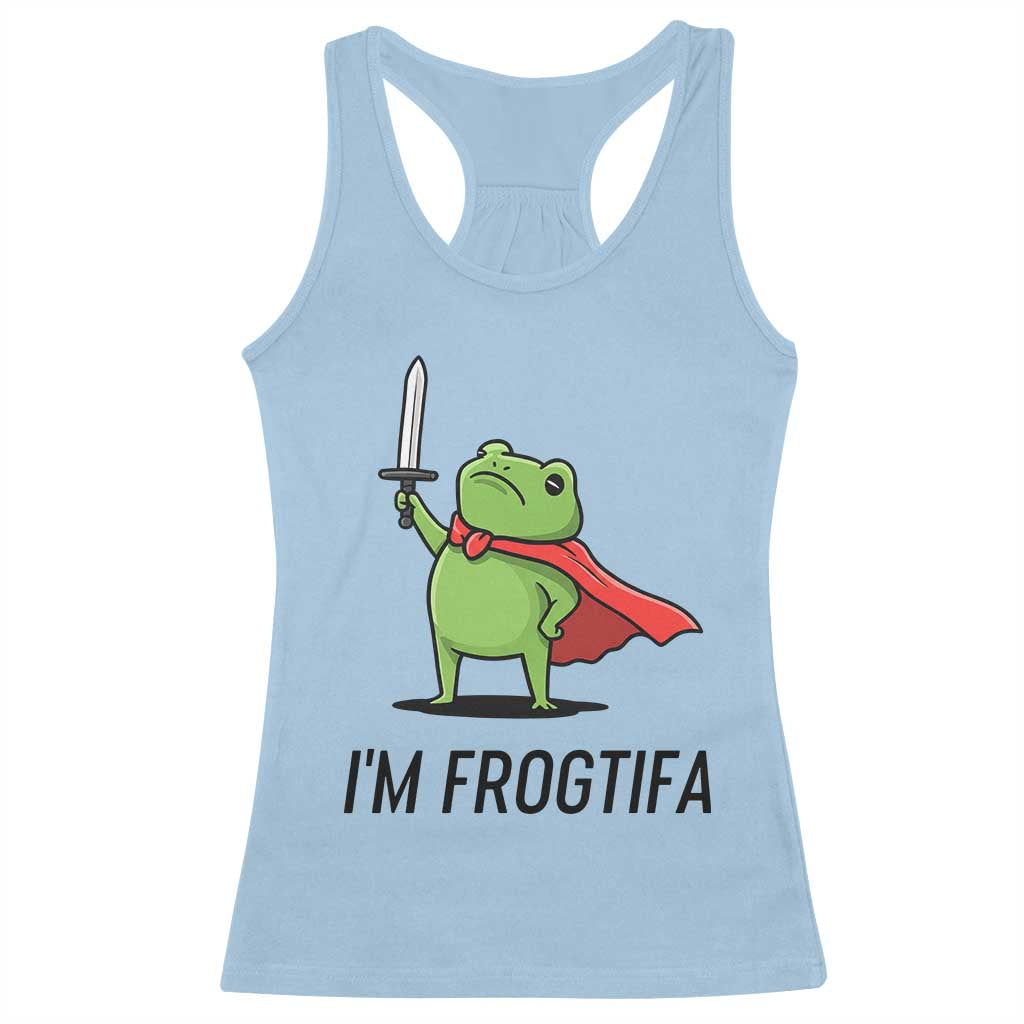 Funny Huzzah Frog Racerback Tank Top Im Frogtifa Knight Resist Protest TS02 Light Blue Print Your Wear