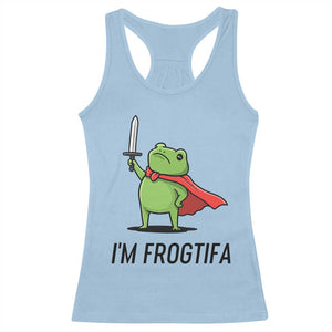 Funny Huzzah Frog Racerback Tank Top Im Frogtifa Knight Resist Protest TS02 Light Blue Print Your Wear