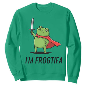 Funny Huzzah Frog Sweatshirt Im Frogtifa Knight Resist Protest TS02 Irish Green Print Your Wear