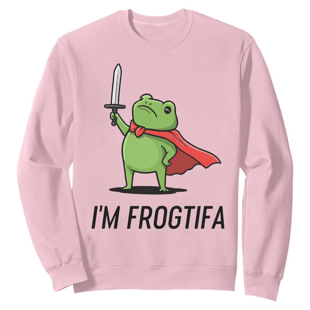 Funny Huzzah Frog Sweatshirt Im Frogtifa Knight Resist Protest TS02 Light Pink Print Your Wear