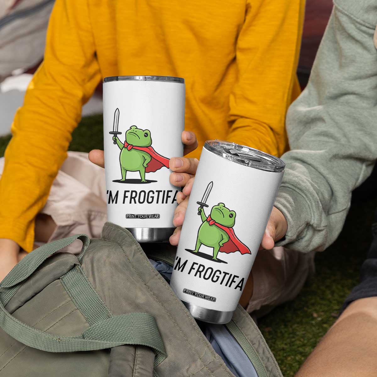 Funny Huzzah Frog Tumbler Cup Im Frogtifa Knight Resist Protest TS02 Print Your Wear