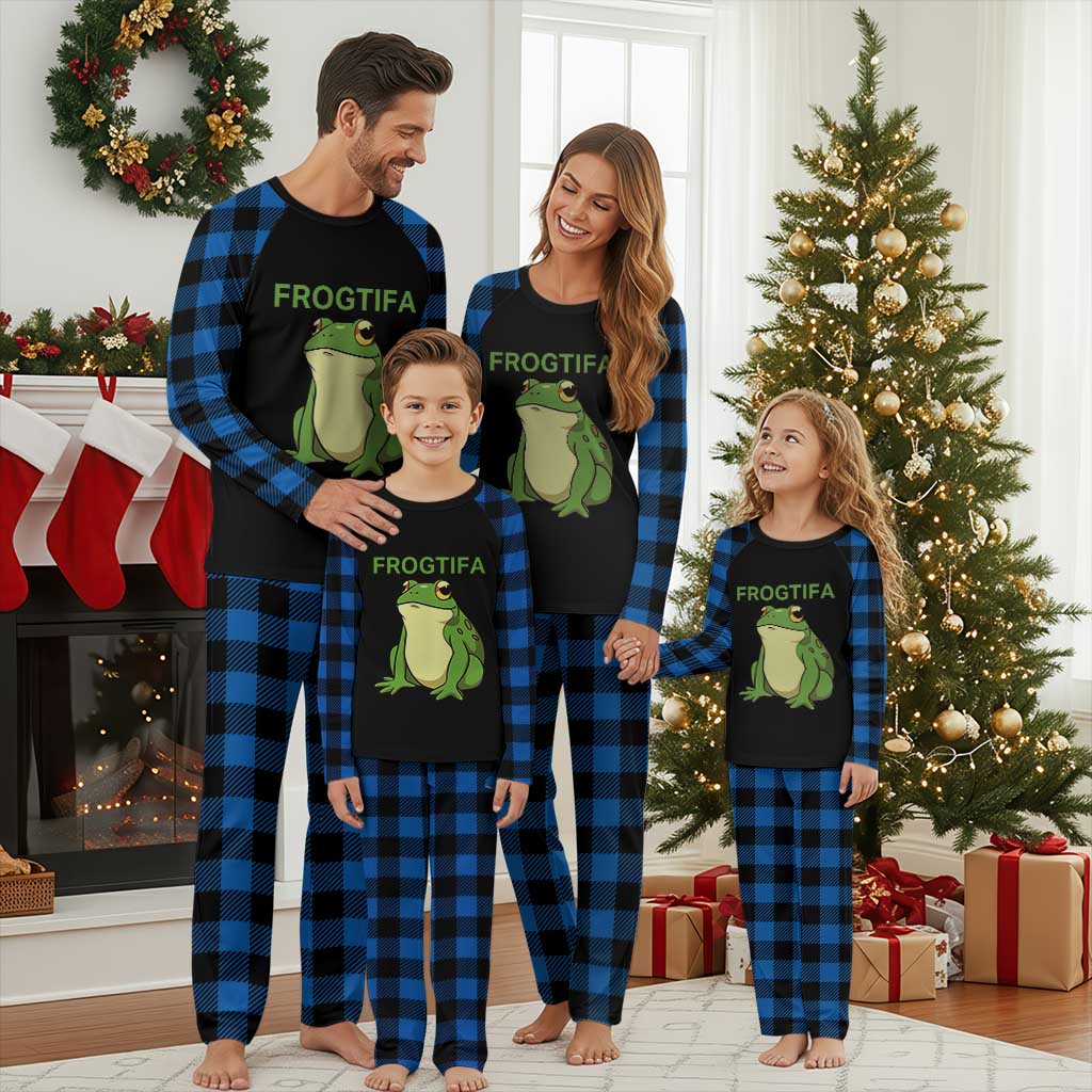 Funny Frogtifa Plaid Pajama Set Resist Frog Protest Against Fascism TS02 Blue Plaid Print Your Wear