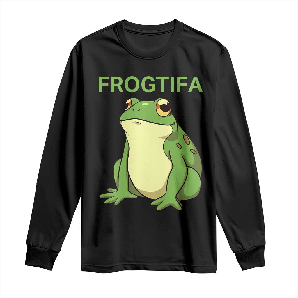 Funny Frogtifa Long Sleeve Shirt Resist Frog Protest Against Fascism TS02 Black Print Your Wear