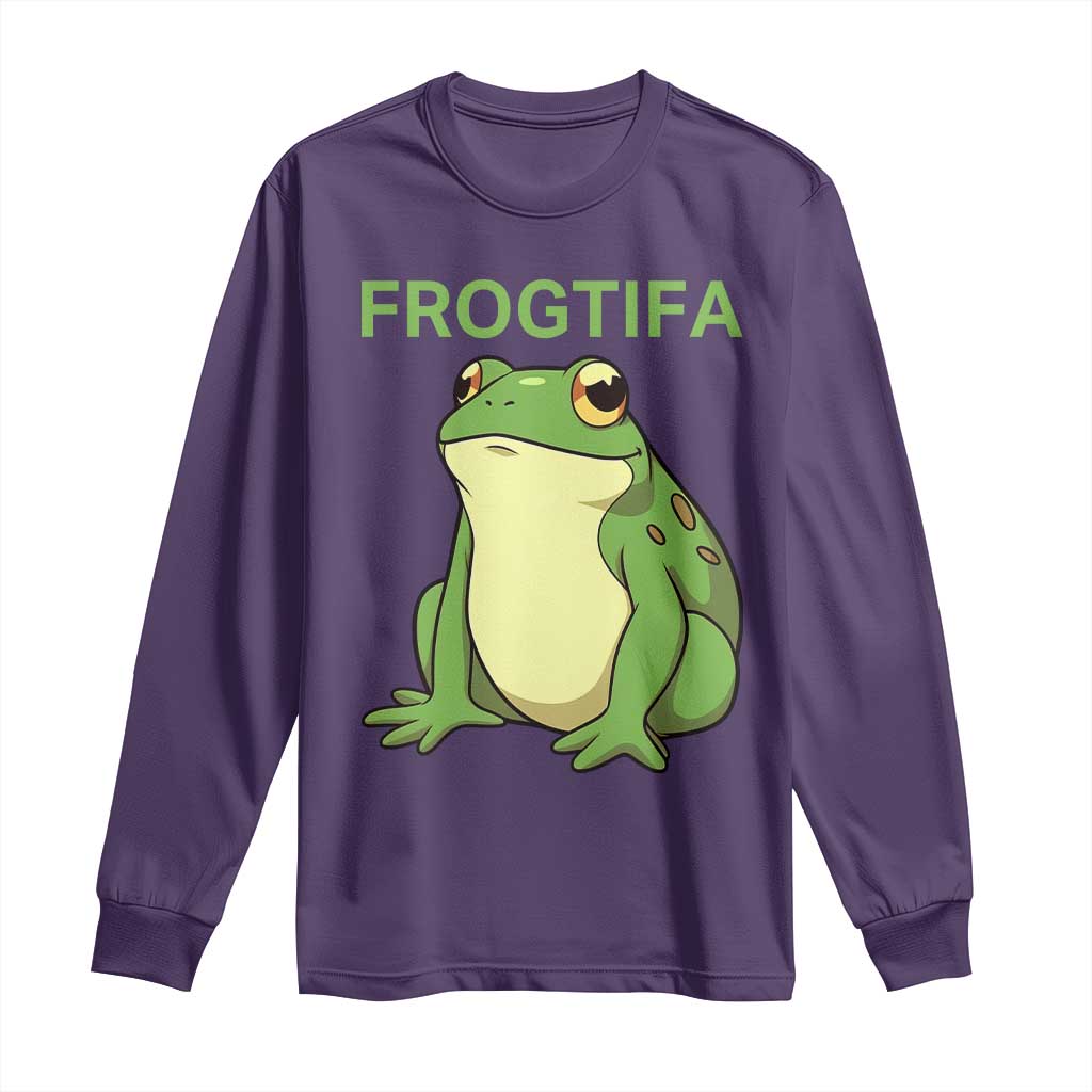Funny Frogtifa Long Sleeve Shirt Resist Frog Protest Against Fascism TS02 Purple Print Your Wear