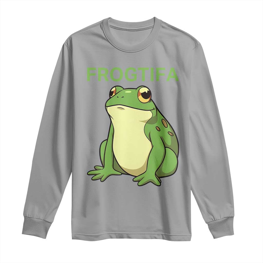 Funny Frogtifa Long Sleeve Shirt Resist Frog Protest Against Fascism TS02 Sport Gray Print Your Wear