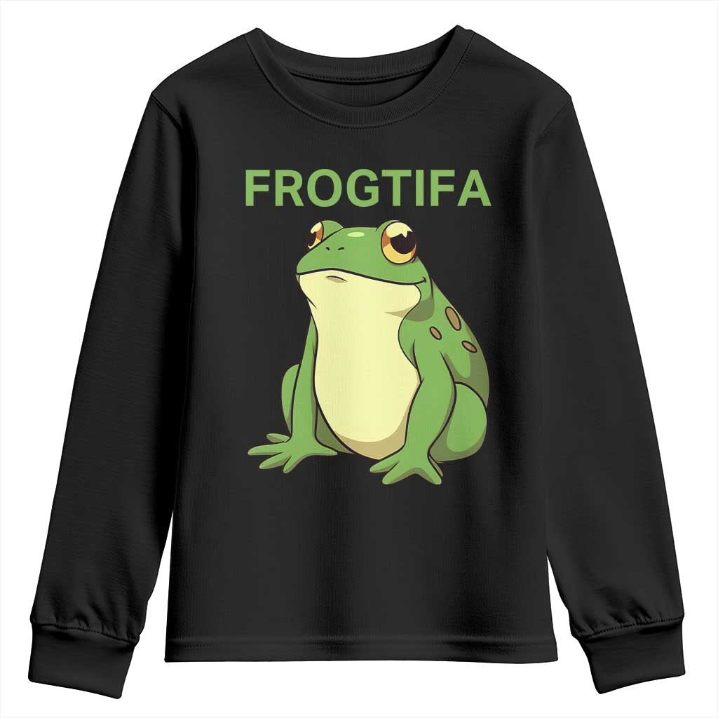 Funny Frogtifa Youth Sweatshirt Resist Frog Protest Against Fascism TS02 Black Print Your Wear