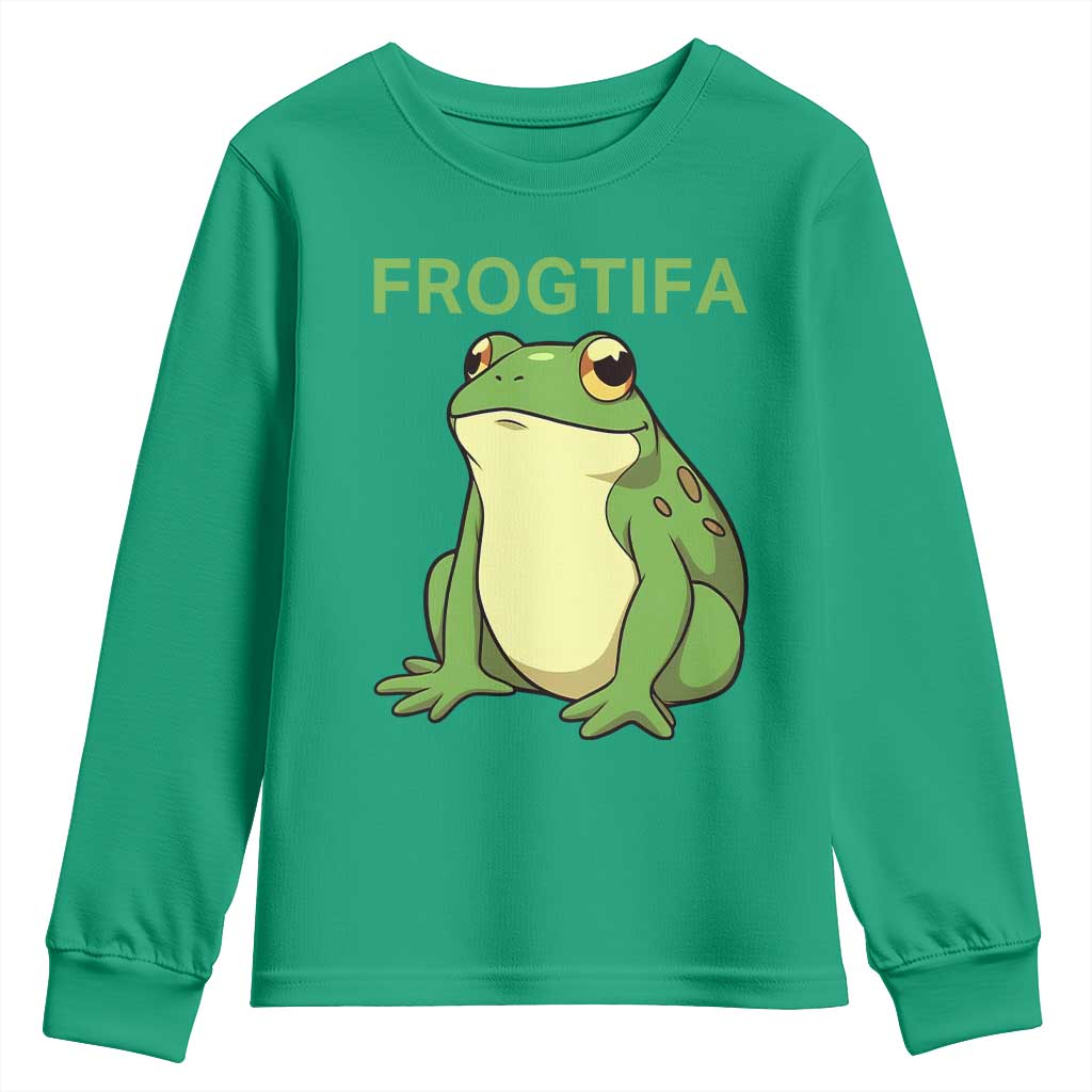 Funny Frogtifa Youth Sweatshirt Resist Frog Protest Against Fascism TS02 Irish Green Print Your Wear