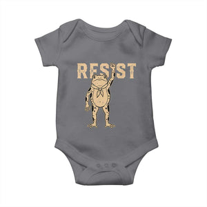 Frog Resist Baby Onesie Raised Fist Protest Fighter Retro Graphic TS02 Charcoal Print Your Wear
