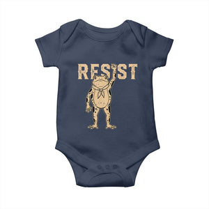 Frog Resist Baby Onesie Raised Fist Protest Fighter Retro Graphic TS02 Navy Print Your Wear