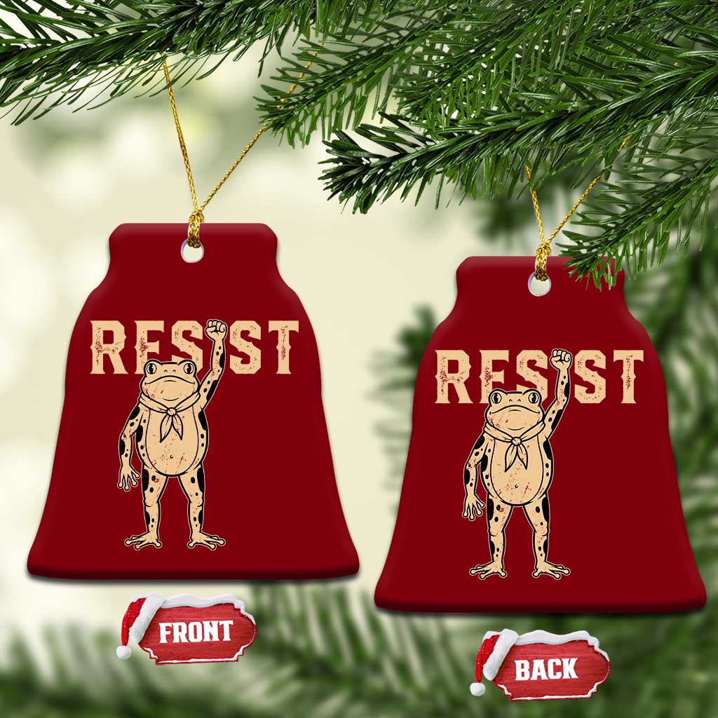 Frog Resist Ceramic Ornament Raised Fist Protest Fighter Retro Graphic TS02 Print Your Wear