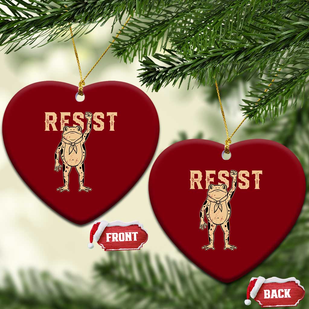 Frog Resist Ceramic Ornament Raised Fist Protest Fighter Retro Graphic TS02 Print Your Wear