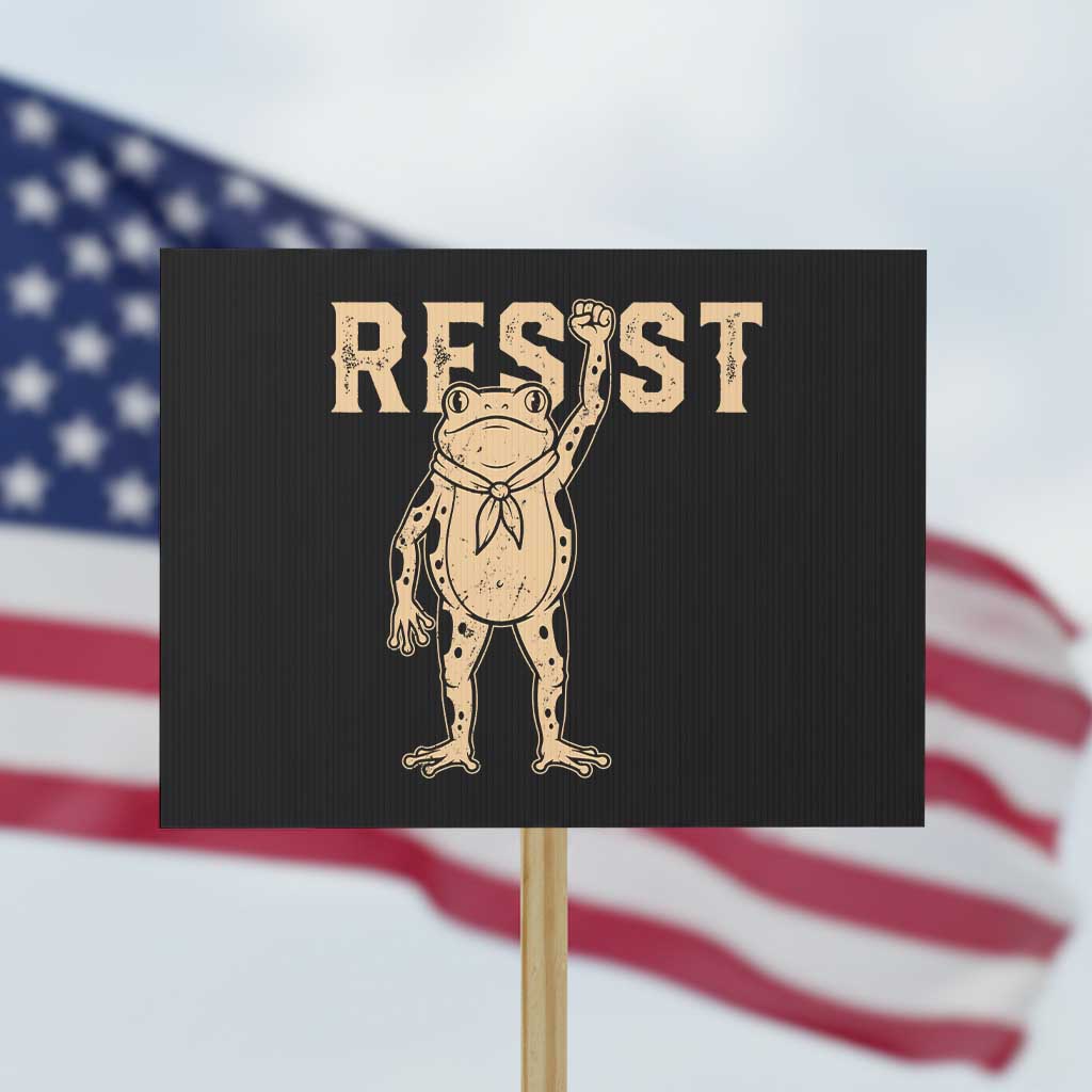 Frog Resist Protest Sign Raised Fist Protest Fighter Retro Graphic TS02 Horizontal 18