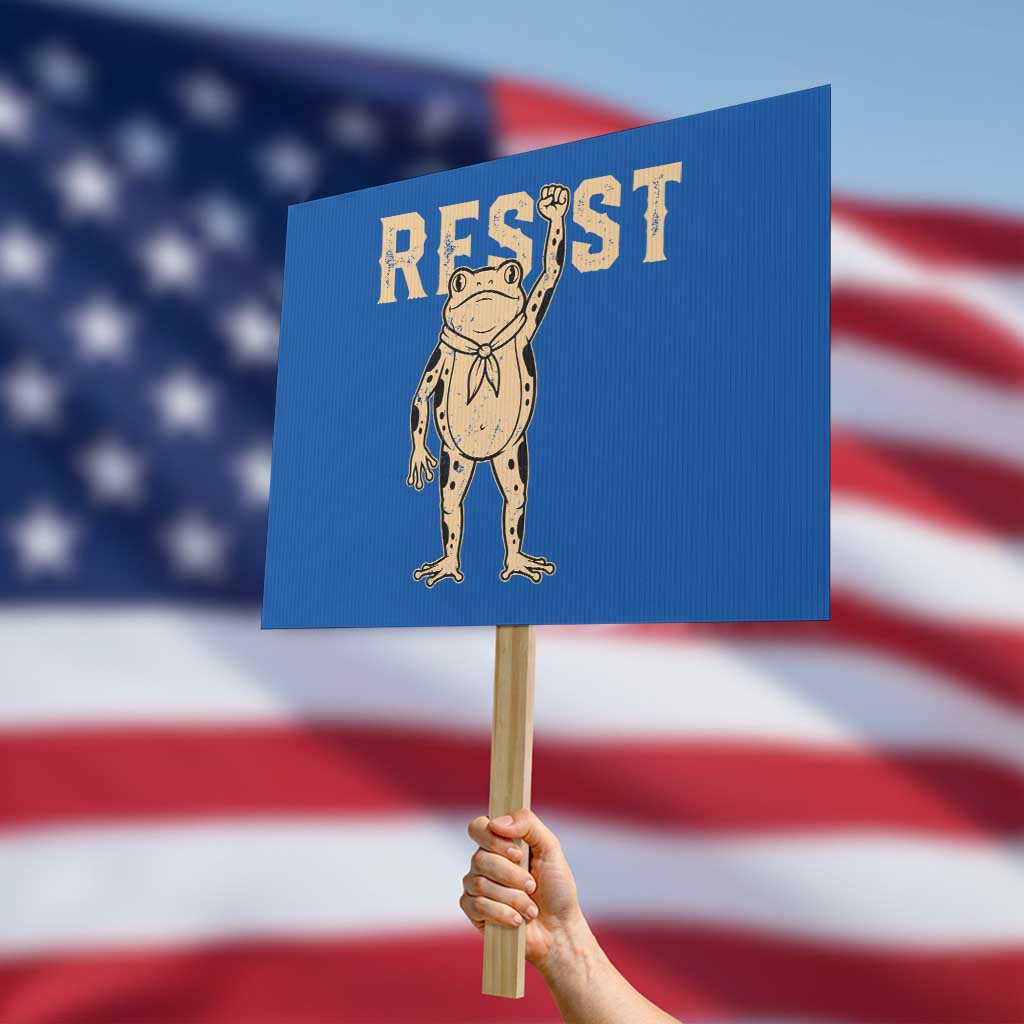 Frog Resist Protest Sign Raised Fist Protest Fighter Retro Graphic TS02 Horizontal 18