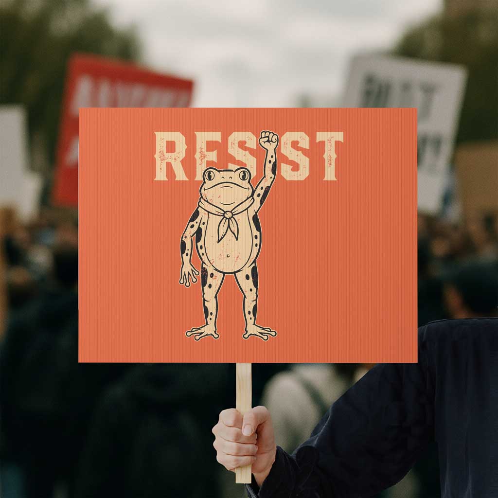 Frog Resist Protest Sign Raised Fist Protest Fighter Retro Graphic TS02 Horizontal 18