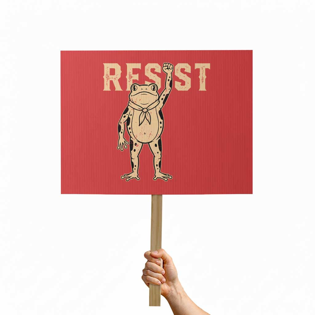 Frog Resist Protest Sign Raised Fist Protest Fighter Retro Graphic TS02 Horizontal 18