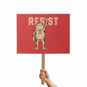 Frog Resist Protest Sign Raised Fist Protest Fighter Retro Graphic TS02 Horizontal 18" × 24" Red Print Your Wear