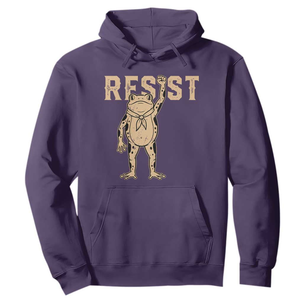 Frog Resist Hoodie Raised Fist Protest Fighter Retro Graphic TS02 Purple Print Your Wear