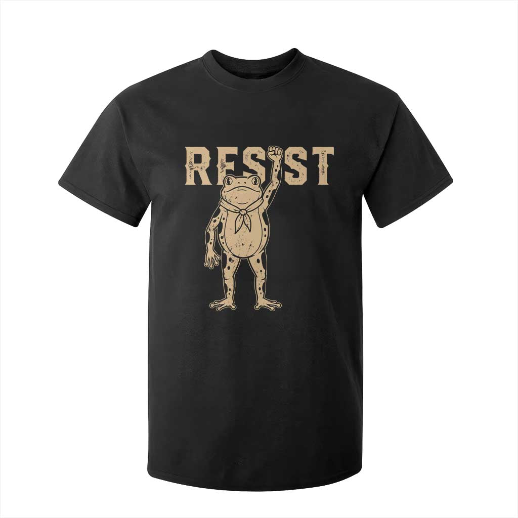 Frog Resist T Shirt For Kid Raised Fist Protest Fighter Retro Graphic TS02 Black Print Your Wear