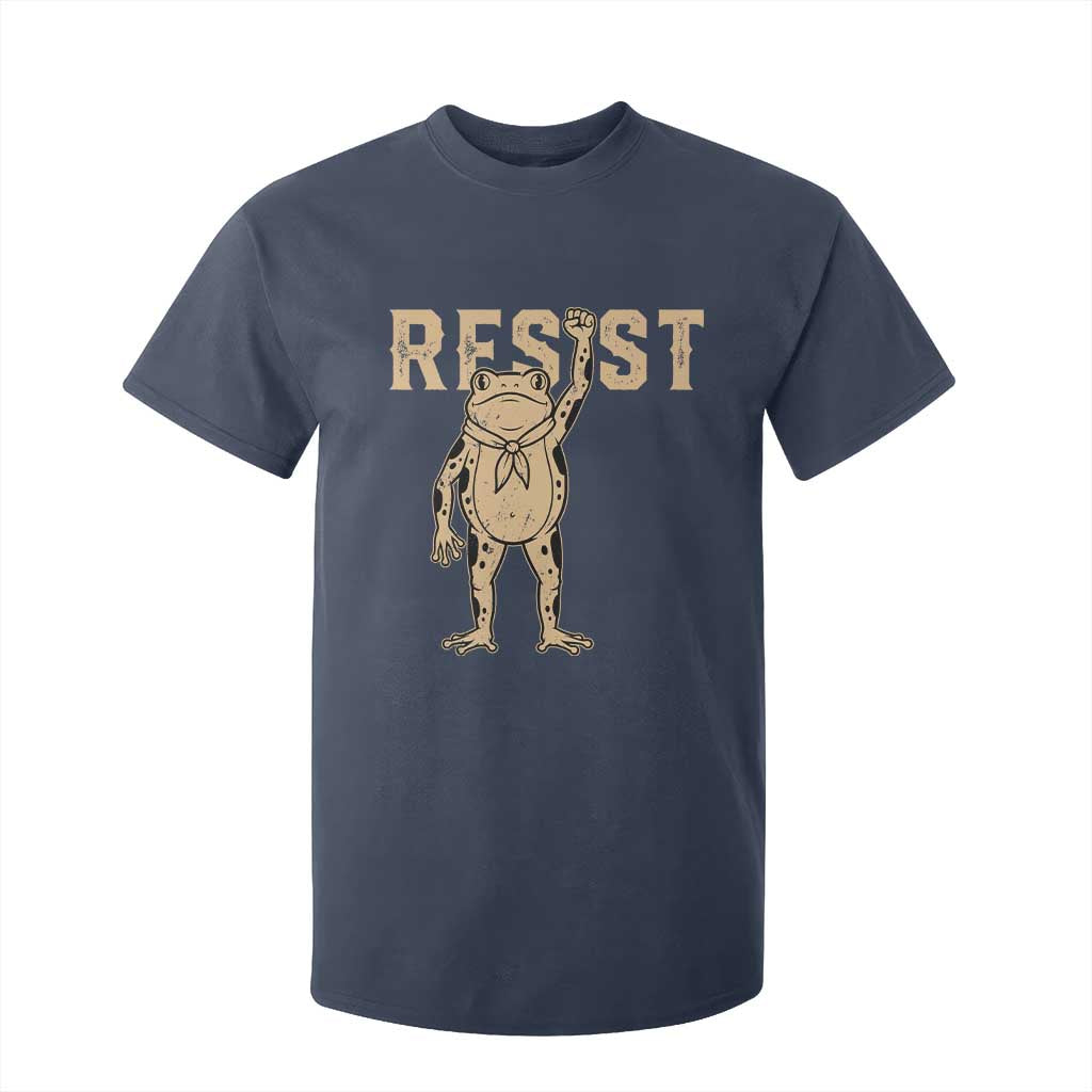 Frog Resist T Shirt For Kid Raised Fist Protest Fighter Retro Graphic TS02 Navy Print Your Wear