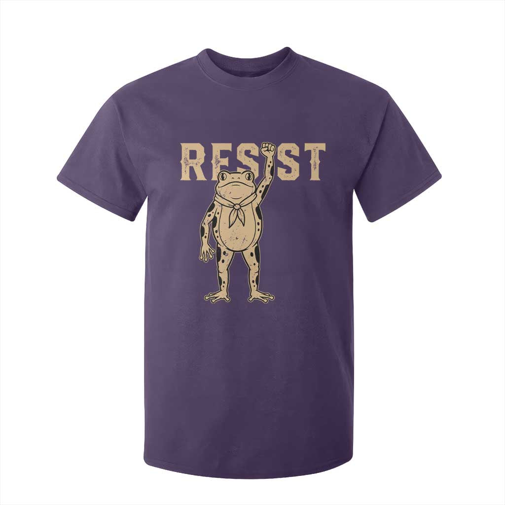 Frog Resist T Shirt For Kid Raised Fist Protest Fighter Retro Graphic TS02 Purple Print Your Wear
