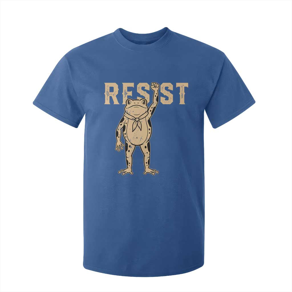 Frog Resist T Shirt For Kid Raised Fist Protest Fighter Retro Graphic TS02 Royal Blue Print Your Wear