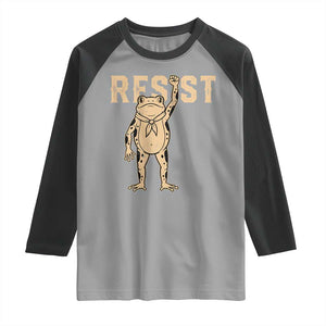 Frog Resist Raglan Shirt Raised Fist Protest Fighter Retro Graphic TS02 Sport Gray Black Print Your Wear