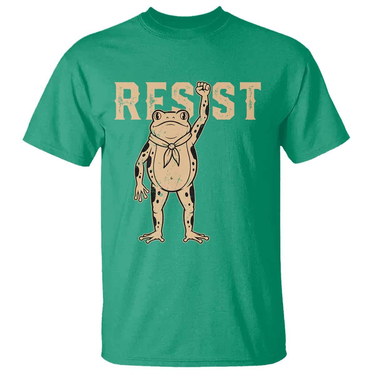 Frog Resist T Shirt Raised Fist Protest Fighter Retro Graphic TS02 Irish Green Print Your Wear
