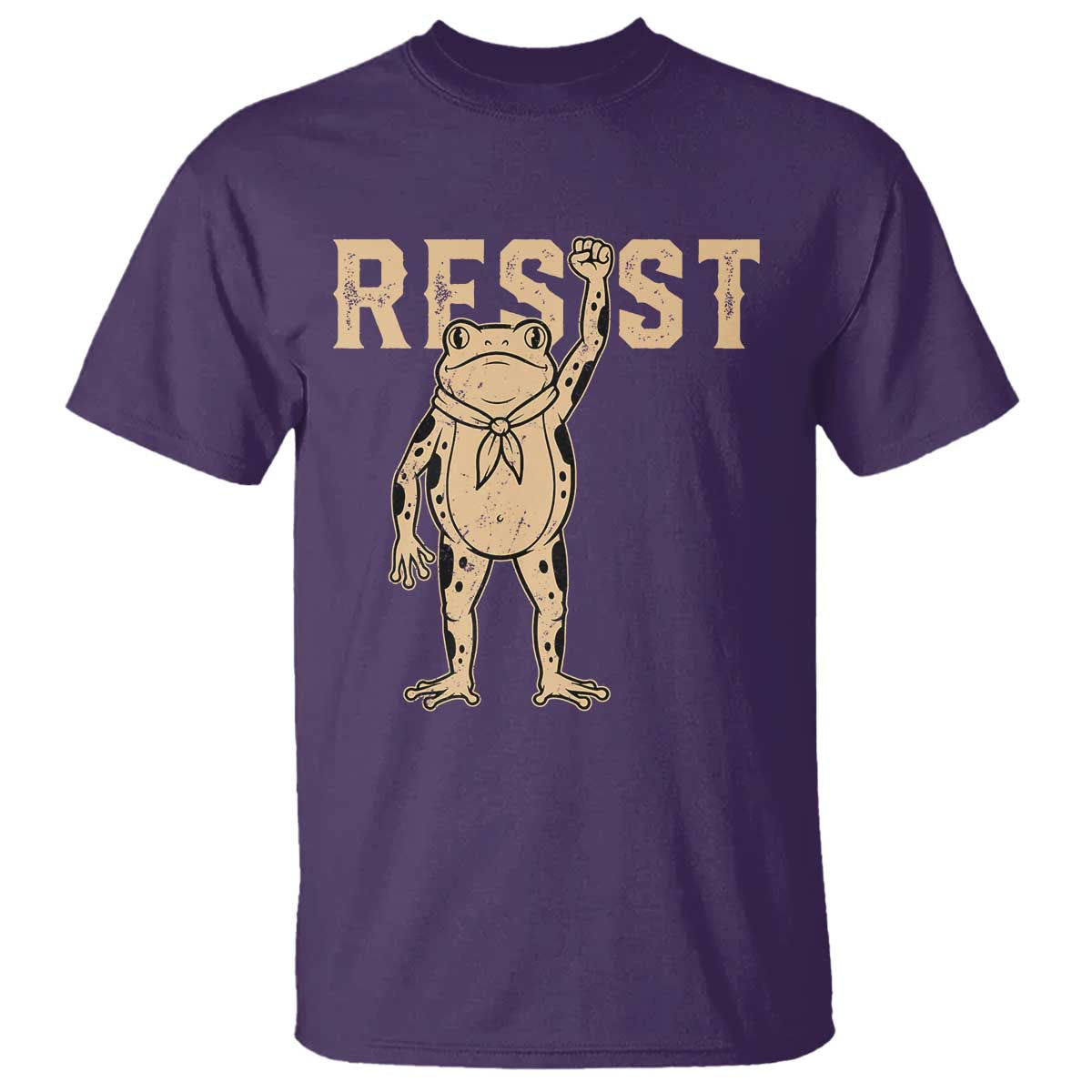 Frog Resist T Shirt Raised Fist Protest Fighter Retro Graphic TS02 Purple Print Your Wear