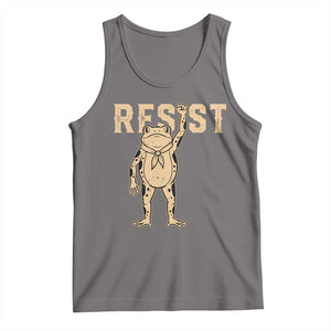 Frog Resist Tank Top Raised Fist Protest Fighter Retro Graphic TS02 Deep Heather Print Your Wear
