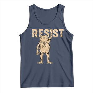 Frog Resist Tank Top Raised Fist Protest Fighter Retro Graphic TS02 Navy Print Your Wear