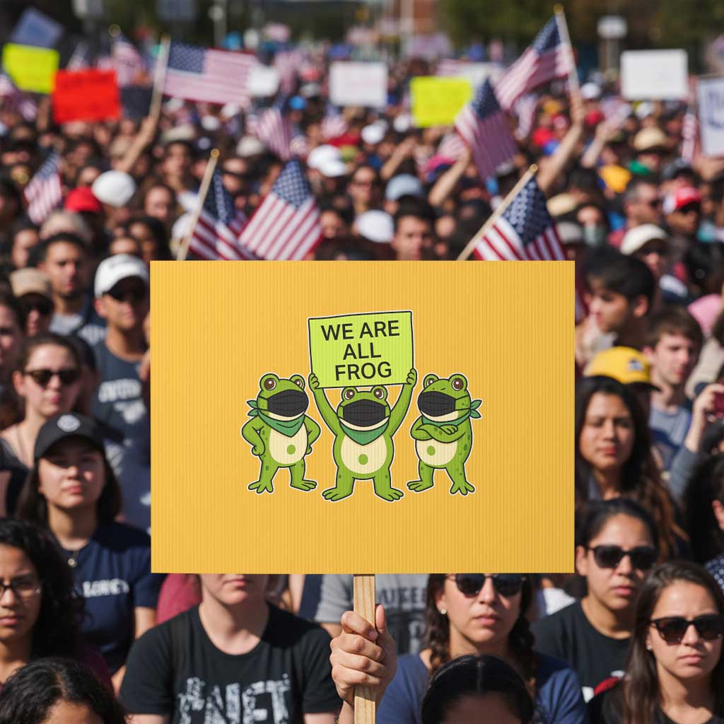 We Are All Frog Protest Sign Frogs Protest Together Strong TS02 Horizontal 18